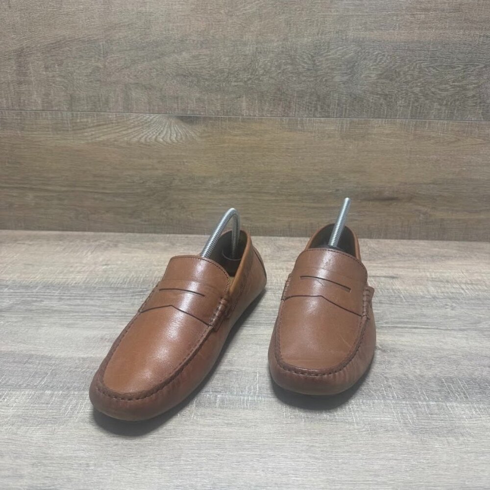 Vince Camuto Esmail Dark Tan Leather Driving Loafers Men's Size 8